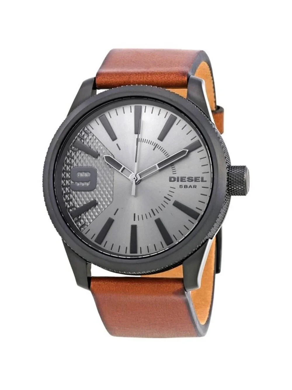 NWT Diesel Rasp Grey Dial Brown Leather Men's Watch